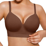 Popilush Bras for Women No Underwire Supportive Comfortable Bralettes Plus Size Bra Dark Brown