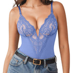 Popilush Shapewear for Women Tummy Control Lace Bodysuit V Neck Sleeveless Corset Tops Thong Bodysuits