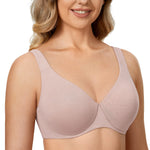 DELIMIRA Minimizer Bras for Women Full Coverage Plus Size Underwire Unlined Supportive Seamless Bra Cameo Heather 38DD