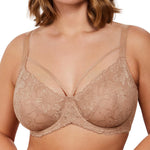 HSIA Minimizer Bras for Women Full Coverage, Unlined Lace Sexy Plus Size Underwire Bra for Large Breasts Taupe Beige