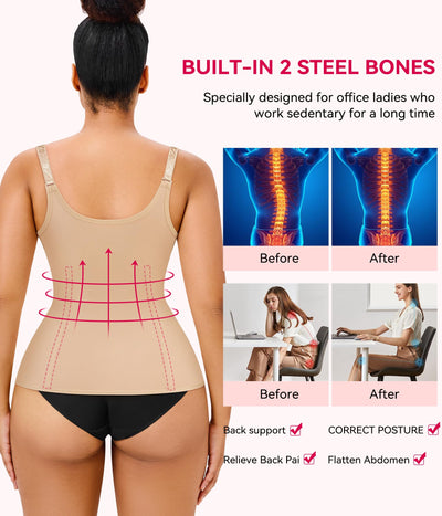 Gotoly Quick Weight Loss, Adjustable Straps Body Shaper Waist Cincher Tank Top (S Fits 21.2-24.4 Inch Waistline, Beige)