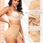 DERCA Padded Underwear for Women Butt Lifting Panties Buttocks Pads Booty Enhancer Lace Shapewear Briefs (Beige,X-Large)