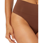 SPANX SPANXshape ExtraOrdinary Thong - Sculpting with Compression - Women's Shapewear Underwear - Recycled Nylon Fabric Blend - Chestnut Brown - Medium