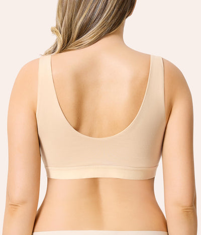BRABIC Front Closure Post Surgery Minimizer Bras for Women Full Coverage Surgical Wireless Everyday Bras (Beige,Large)