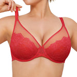 Popilush Bras for Women Lace Minimizer Underwire Bra, Unlined Full Coverage with Comfortable Lift for Large Bust