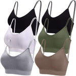 BQTQ 6 Pieces V Neck Cami Bralette Bra for Women Padded Cami Bras with Elastic Straps Seamless Bralettes Sleeping Bra Everyday Bralette Pack, M