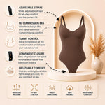 herslims Tummy Control Bodysuit for Women, Sculpting Shapewear, Brief, Thong, or Mid-Thigh Faja, Brown Thong 2X/3X