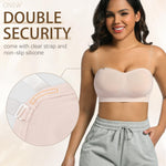 ONEW Strapless Bras for Women Non-Slip Silicone Bandeau Bra Seamless Wireless Tube Top Bralette,Beige,X-Small