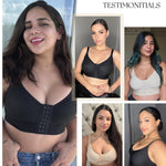 FeelinGirl Post Surgery Compression Bra Front Closure Bras for Women Mastectomy with Front Closure Wireless Bra Beige M