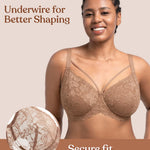 HSIA Minimizer Bras for Women Full Coverage, Unlined Lace Sexy Plus Size Underwire Bra for Large Breasts Dark Beige