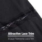 MANCYFIT Half Slips for Women Underskirt Dress Extender Lace Trim Knee Length Midi Skirt 14-25" Length Black Small