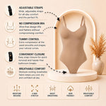 herslims Tummy Control Bodysuit for Women, Sculpting Shapewear, Brief, Thong, or Mid-Thigh Faja, Beige Thong L/XL