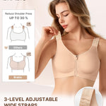 BRABIC Zip Front Closure Mastectomy Bras for Women Post Surgery Compression Everyday Surgical Wireless Wide Adjustable Straps(Nude, X-Large)