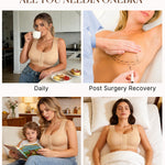 BRABIC Post Surgery Front Closure Bras for Women No Underwire Compression Bra Surgical Mastectomy Everyday Bra （Beige, Medium