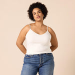 Amazon Essentials Women's Slim-Fit V-Neck Cami, Pack of 4, Beige/Black/Camel/White, Medium