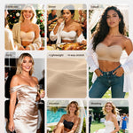 LetsJoli Strapless Push Up Bras for Women Support Bandeau Bra Wireless Seamless Comfortable Non Slip Tshirt Bras Black