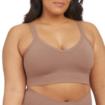 SPANX SPANXsmooth EcoCare Seamless Shaping Longline Bralette - Comfortable Everyday Bralette - Women's Bra with No Underwire - Cafe Au Lait - Medium