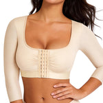 EUYZOU Arm Compression Sleeves for Women Post Surgery Front Closure Bra Slimming Arm Lipo Shapewear Top Square Neck - Nude S