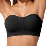 LetsJoli Strapless Push Up Bras for Women Support Bandeau Bra Wireless Seamless Comfortable Non Slip Tshirt Bras Black