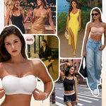 Vertvie Womens Strapless Bra Jelly Push Up Seamless Bandeau Bra Wireless Non Slip Silicone Tube Top Bras Padded Bralette(White,Small)