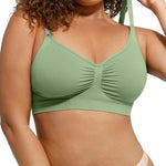 Bralettes for Women Wireless Seamless Bras Stretchable Adjustable No Underwire Everyday Bra Light Green Medium