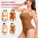 Nebility Shapewear Bodysuit for Women Tummy Control Shapewear Faja Body Shaper Waist Trainer Square Neck Body Suit(Brown,Medium)