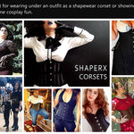 SHAPERX Women's Waist Training Corsets Underbust Heavy Duty 26 Steel Boned Hourglass Silhouette Body Shaper, SZ1908-Black-M