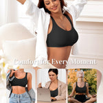 Wireless Jelly Seamless Bras for Women No Underwire Tshirt Full Coverage Padded Bra Comfortable Supportive Everyday Bralettes(01#Black(Full Coverage),M)