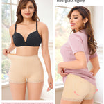 AOSBOEI Women Butt Lifter Panties Padded Shapewear Hip Enhancer Pads Shorts Seamless Underwear Tummy Control Boyshorts Beige