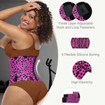 FeelinGirl Workout Waist Trainer Underbust Girdle Corsets Cincher Hourglass Corset Body Shaper for Women Rose Leopard L