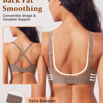 Werena Womens Deep V Bras Jelly Wireless Push Up Everyday Seamless Bra No Underwire Supportive Lifting Tshirt Bralette (Coffee,XL)