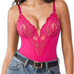 Popilush Shapewear Bodysuits for Women Lace Corset Tops Tummy Control V Neck Sleeveless Body Suit Thongs