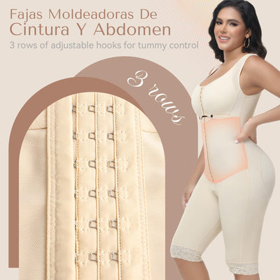 M MYODRESS Faja Body Shaper Full Body Shapewear for Women Post Surgery Compression Garment Stage 2 Lipo 360 Bbl Postpartum Faja Knee Length Curvy Columbian Knee Length Girdle