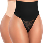Werena Tummy Control Thong Shapewear for Women High Waist Body Shaper Panties Girdle Lace Shaping Underwear