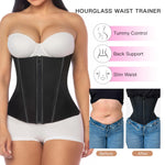 YIANNA Waist Trainer for Women Latex Underbust Tummy Control Waist Cincher Corset Hourglass Body Shaper Zipper and Hooks,YA2231-Black-M