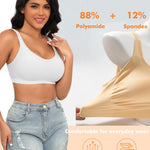 Wireless Sewn in Padded Bras for Women Comfortable Push Up Full Coverage Bralettes No Underwire Everyday Tshirt Bra(#02 White(Padded)-Wide Strap,Medium)