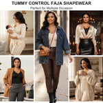 SHAPERX Women's Fajas Colombianas Shapewear Postpartum Tummy Control Arm Slimming Full Body Shaper with Zipper Crotch, SZ7503-Black-L