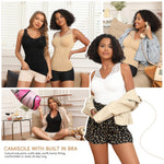 JOYSHAPER Shapewear Camisole Built In Bra Tank Tops Shapewear Cami Shaper Tummy Control Camisoles for Women Padded Bras Shaper White S