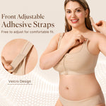 BRABIC Wireless Zip Front Closure Bras for Women No Underwire Full Coverage Comfort Everyday Post Surgery Compression Bra (US, Alpha, X-Large, Regular, Regular, Beige)