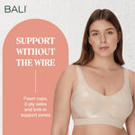 Bali Women's Wireless Bra, Comfort Revolution Full-Coverage Wirefree Bra for Women, Moisture-Wicking