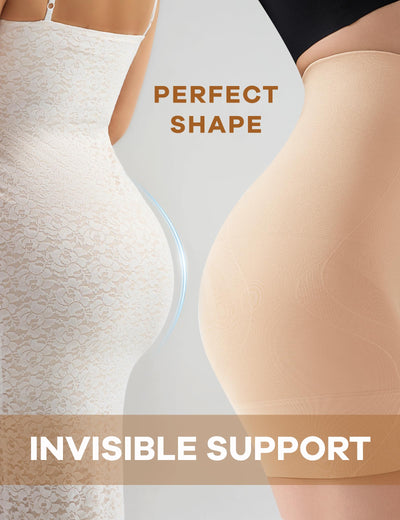 Ecogoose Tummy Control Shapewear for Women - Seamless High Waisted Body Shaper Shorts, No-Roll Under Dress Shapewear & Butt Lifter Faja Nude