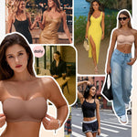 Vertvie Womens Strapless Bra Jelly Push Up Seamless Bandeau Bra Wireless Non Slip Silicone Tube Top Bras Padded Bralette(Coffee,Medium)