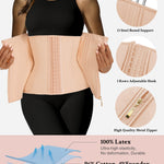 GainKee Waist Trainer for Women Corset Workout Cincher Body Shaper Tummy Control Shapewear Sweat Trimmer Latex Zipper (Apricot,2XL)