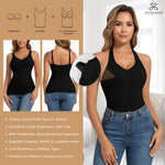 JOYSHAPER Shapewear Camisole with Built in Bra Compression Halter Tops for Women Tummy Control Shapewear Tank Top Padded Bras Black 2XL