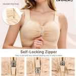 BRABIC Zip Front Closure Wireless Bras for Women Post Surgery Compression Mastectomy Surgical Back Smoothing Bra (Nude, Large)