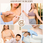 BRABIC Surgical Bra Front Closure - Comfort Compression Mastectomy Bras for Women Post Surgery with Full Coverage (White,Large)