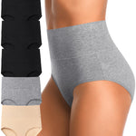 IROCUE High Waisted Underwear for Women Tummy Control Full Coverage Cotton Ladies Panties Soft Stretch Briefs MultiPack-M