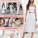 Vlazom Women's Satin Half Slip for Under Dress Long Underskirt Soft Under Slips for Women Under Dresses White Size Small