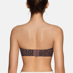 Vertvie Womens Strapless Bra Jelly Push Up Seamless Bandeau Bra Wireless Non Slip Silicone Tube Top Bras Padded Bralette(Leopard Coffee,Small)