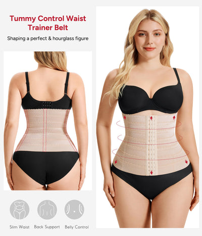 Nebility Womens' Waist Trainer Tummy Control Waist Cincher Slim Body Shaper (Beige, XS)